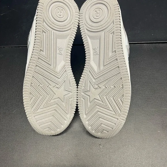 BAPE Sta Low Gray Patent Sneakers – White / Gray – Streetwear Shoes - Picture 4 of 5